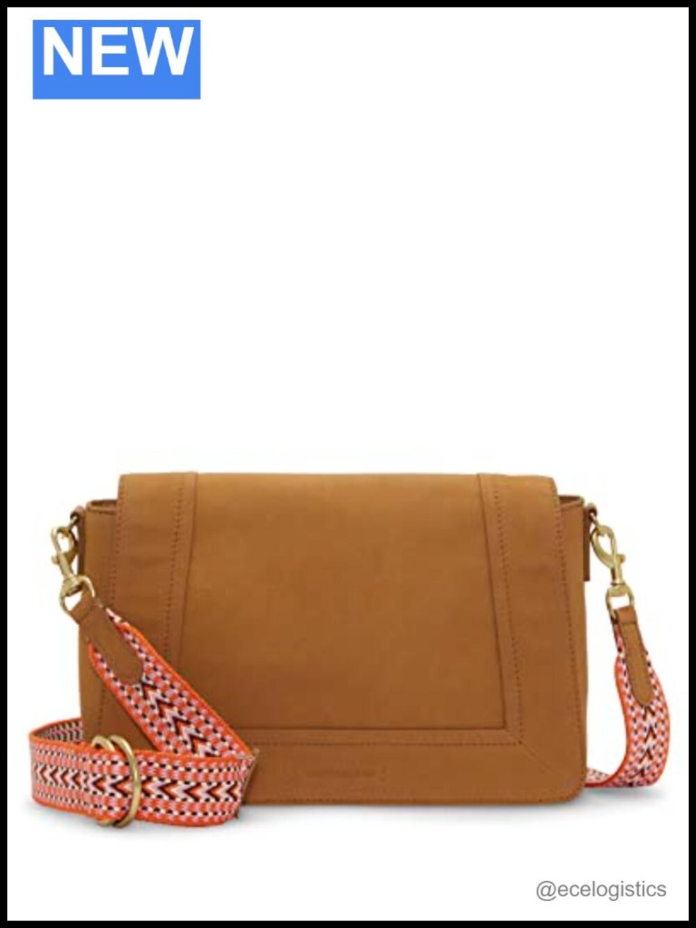 Lucky Brand Mara Leather Crossbody Bag Flap Closure Saddle Purse